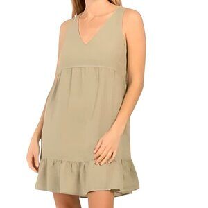 Cynthia Rowley Sage Green Linen Tiered Tank Dress Size L Prairie Cottagecore